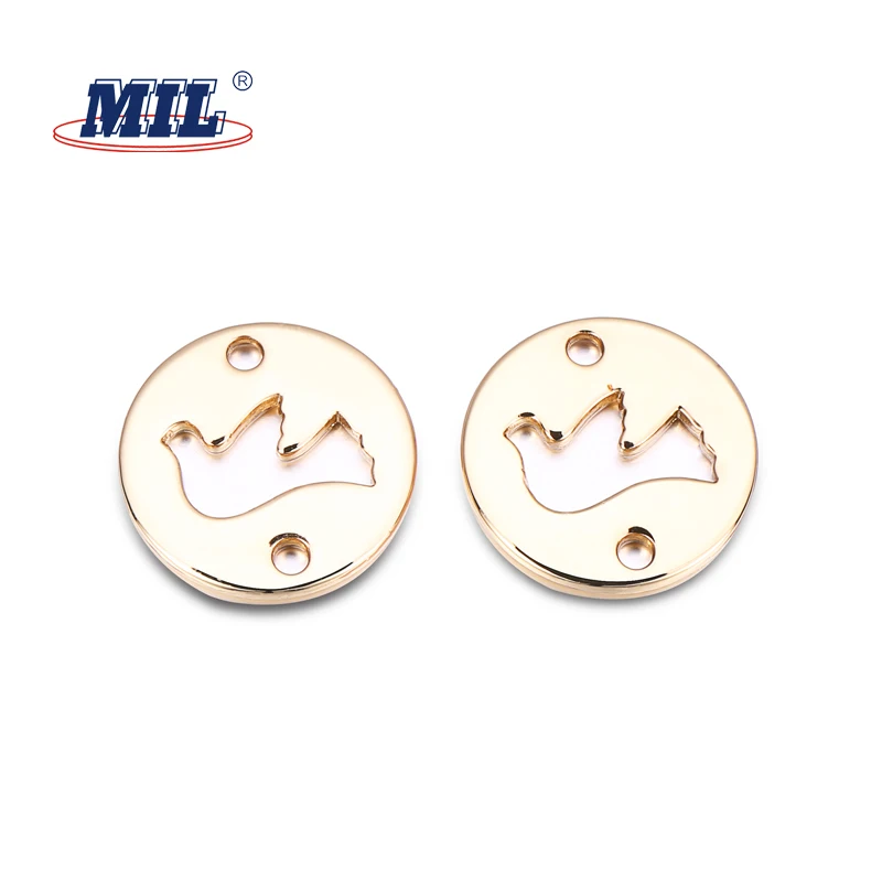 Custom fashion swimwear brand logo vintage metal label tag with 2 hole