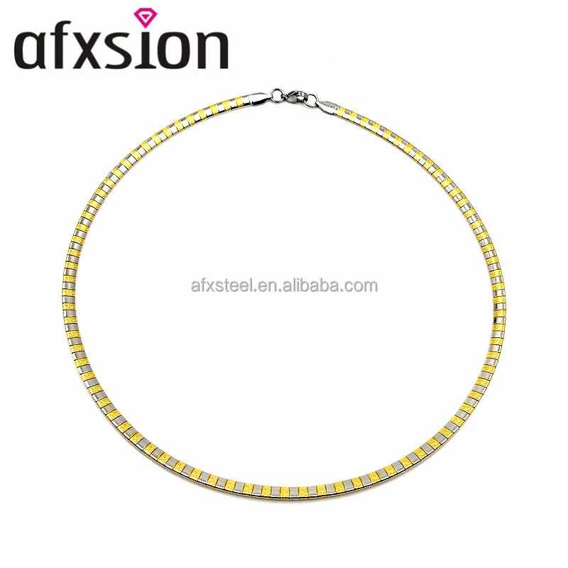 AFXSION Fashion Korean girl 4mm flat snake chain, gold plated stainless steel necklace necklace wholesale