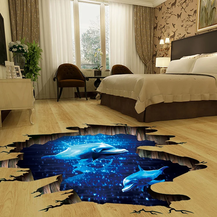 Factory supply custom design self adhesive removable decorative home 3d sticker floor