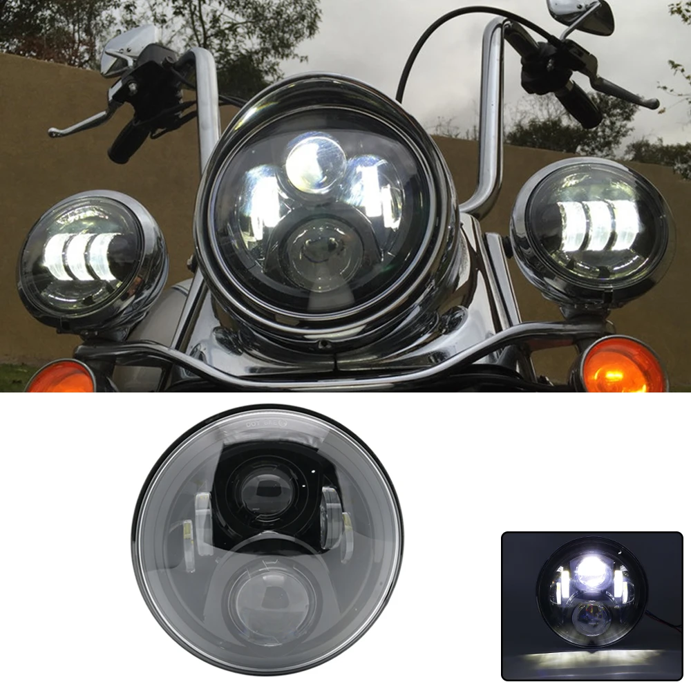 Motorcycle lighting system 7inch round led headlight For Harley Touring motorcycle projector headlights