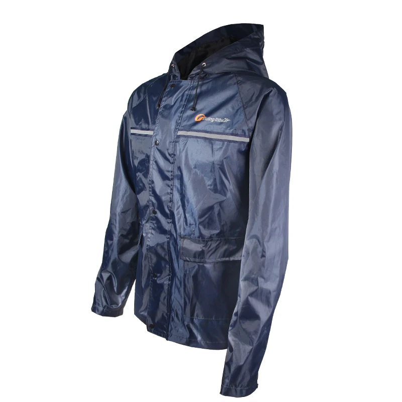 Riding Tribe 100% waterproof polyester Blue fabric seam sealing tape raincoat hooded for motorcycle riders Jacket YY-01