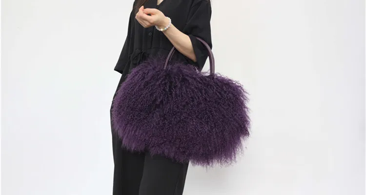 Оптовая продажа роскошная сумка через плечо сумка-тоут из тибетского меха