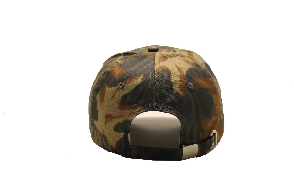 
Hot Selling 6 Panels Strap Back Flat Embroidery Camo Baseball Cap 