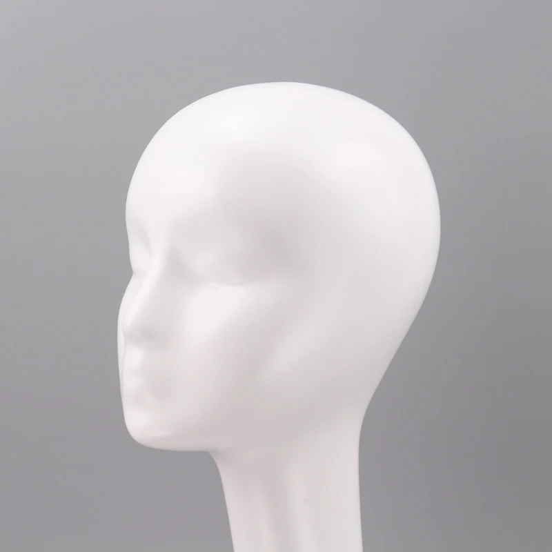 Xinji Beautiful Dummy Abstract Fiberglass Female Mannequin Matte White Head For Wig Hat Scarf Display