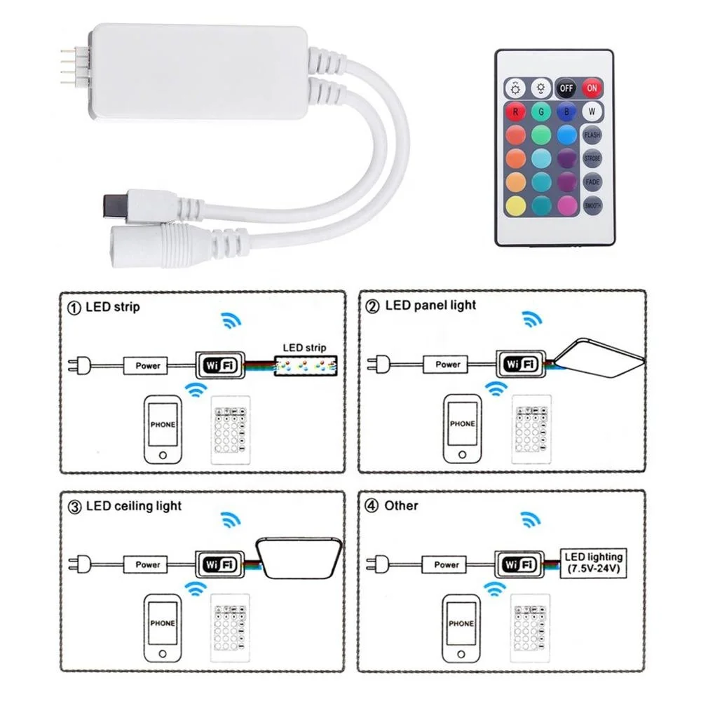 DC5-24V IR Remote Control WIFI LED RGBW Controller for LED Strip RGBW RGBWW IOS/Android