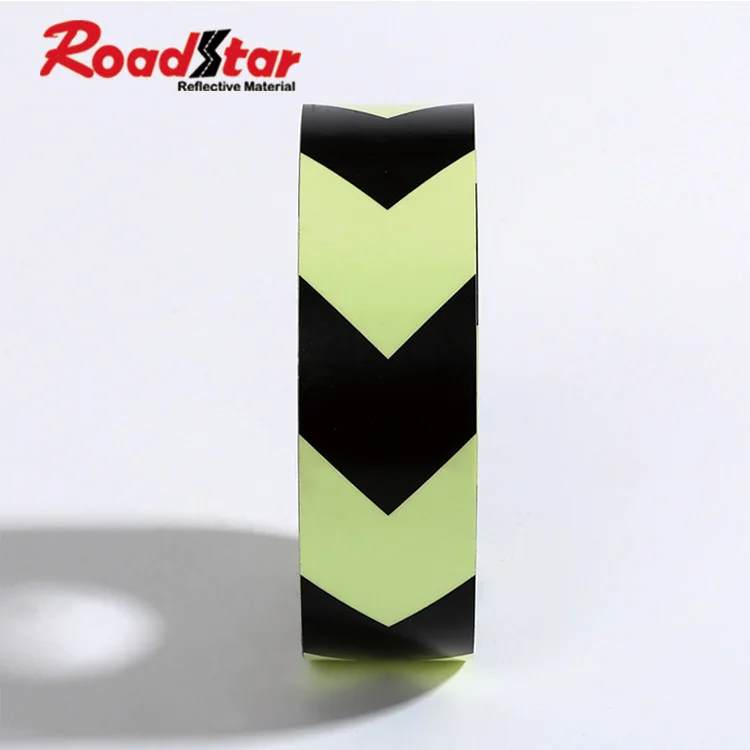 wholesale 5 cm arrow printing glow in the dark fluorescent PVC sticker for exit sign