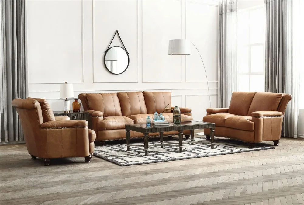 Итальянский кожаный диван мебель для гостиной красный из натуральной кожи