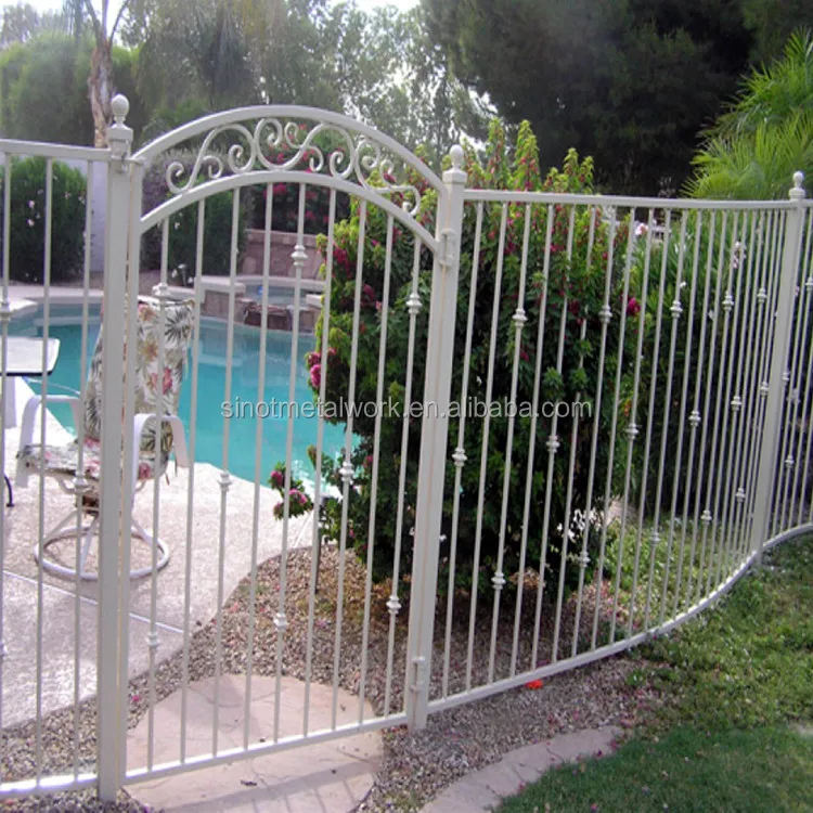 
decorative wrought iron swimming pool fence and gate white metal backyard fencing and gate 