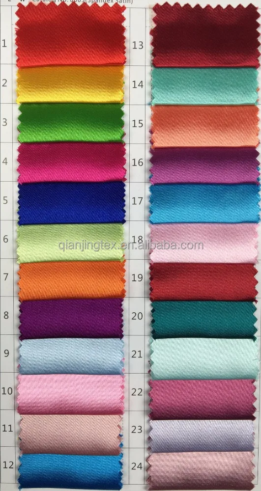 
Factory price high quality 94% polyester 6% spandex shiny stretch thick satin fabric 