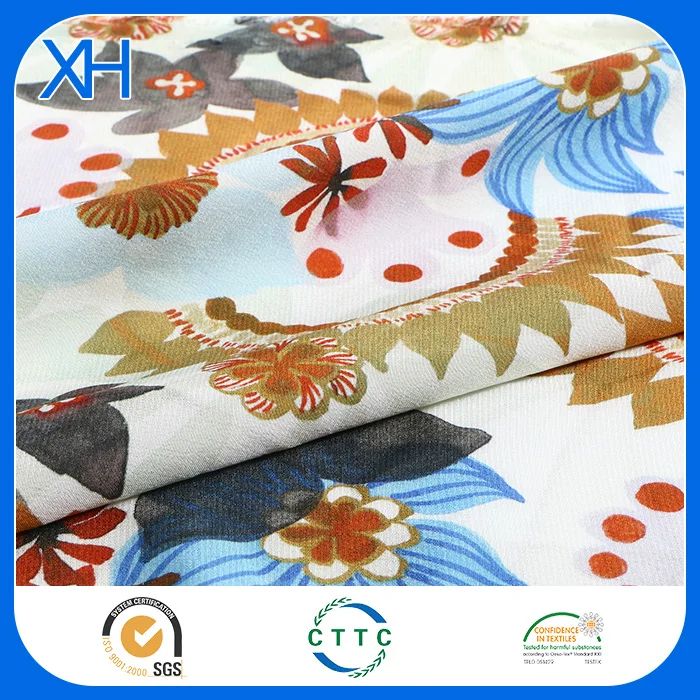 Шелковая пузырьковая ткань из креп-жоржета шелковая Жоржетта с принтом натуральная