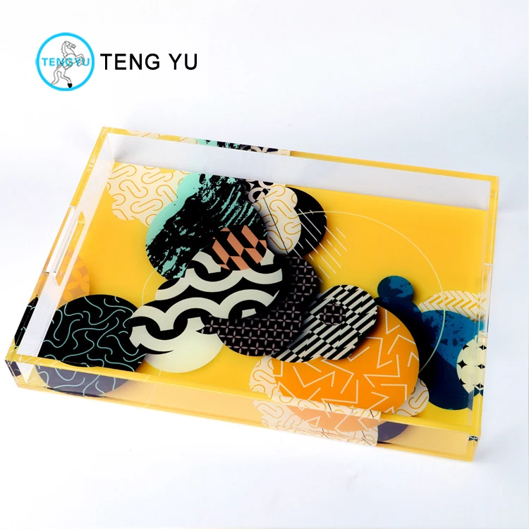 factory price UV printing clear and colored acrylic tray