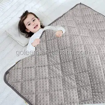 
5lbs 36x48 inch Double Use Baby Weighted Blanket pinky soft Glass beads Sensory Calming Comfort Weighted Blanket for kids gray 