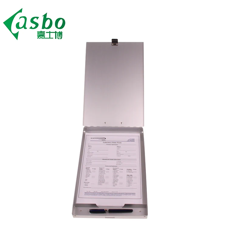 Small high quality customized logo sliver aluminum cheap storage clipboards