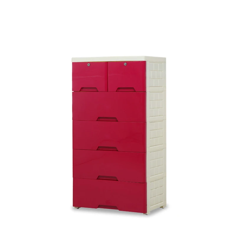 4-Tier Assemble Kids Plastic Storage Cabinet Drawers With Wheels And Locks