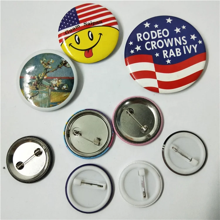 Round Smiling face tinplate badge Oval National flag metal plastic badge brooch pin for bags jeans uniform