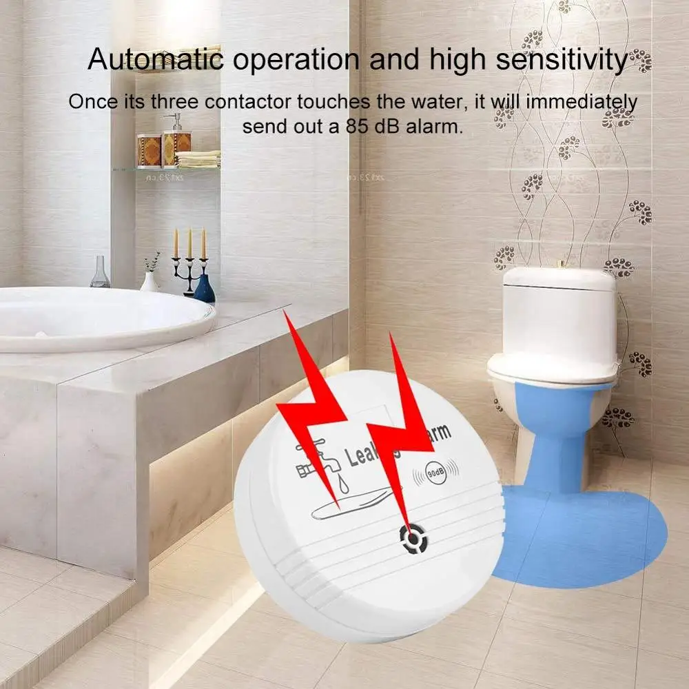 Wireless Water Leak Detection Sensor,Pipe Water Flow Leak Detector In Alarm