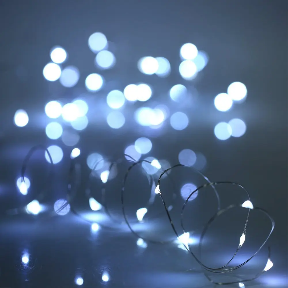 Garden/Holiday/ Decoration Mini Lights String 12v Battery Powered Silver Copper Wire LED String Light