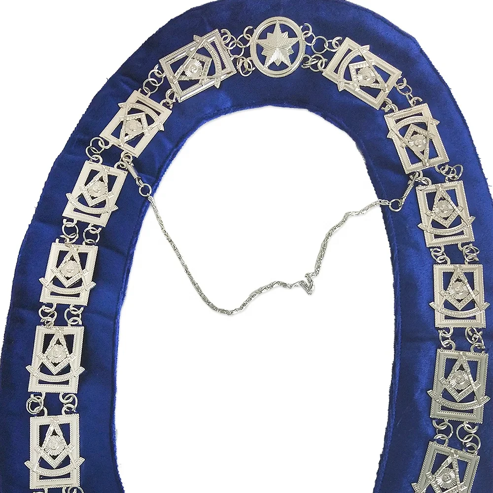 
Blue Collar Silver Necklace Pasted master Regalia Past Lodge Chain Collar with Jewelry 