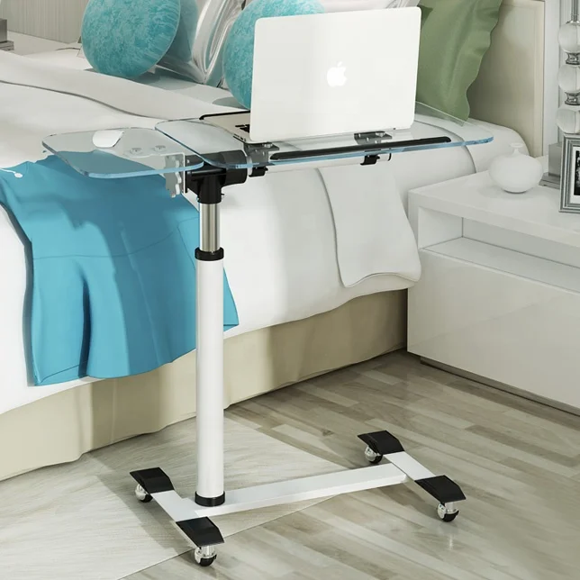 Wooden laptop portable wheel table overbed tray for bed couch