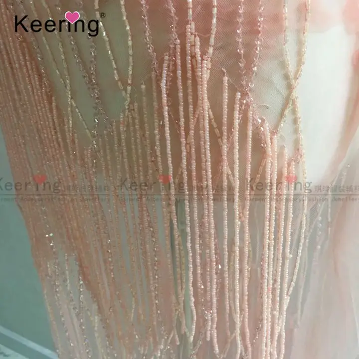 Fashional Improved Bridal Jewelry Sexy Set  Pink Rhinestone Bridal Applique With Fringe for ladies evening party dress WDP-116