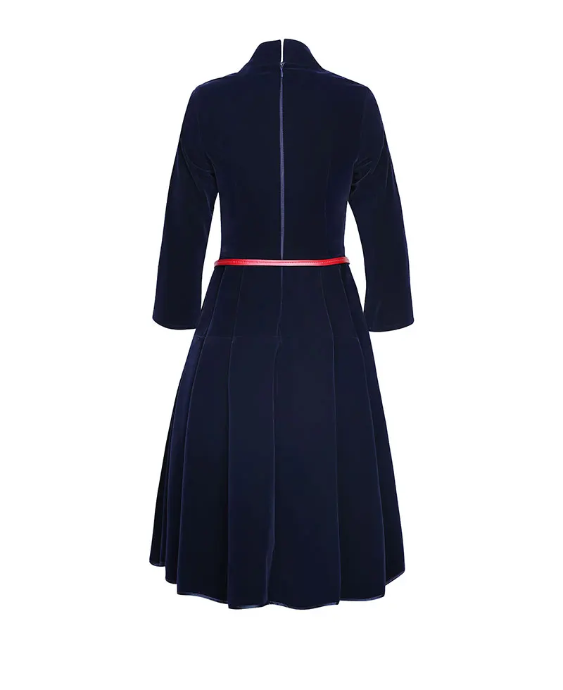 Maxnegio Classy Women Dress Beaded Flapper Dress V-Neck Office Velvet Dress