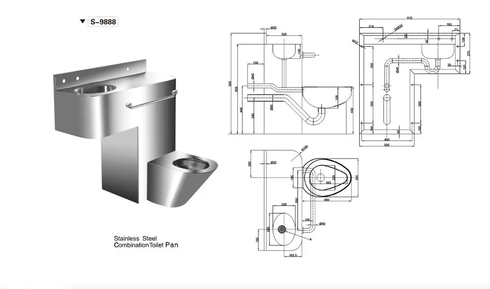 Competitive Price High Quality Prison Toilet Stainless Steel Combined Toilet Bowl With Sink