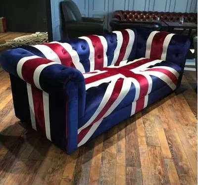 UNION JACK CHESTERFIELD TUFTED BUTTONED 2 SEATER PATCHWORK VELVET SOFA INSTOCK