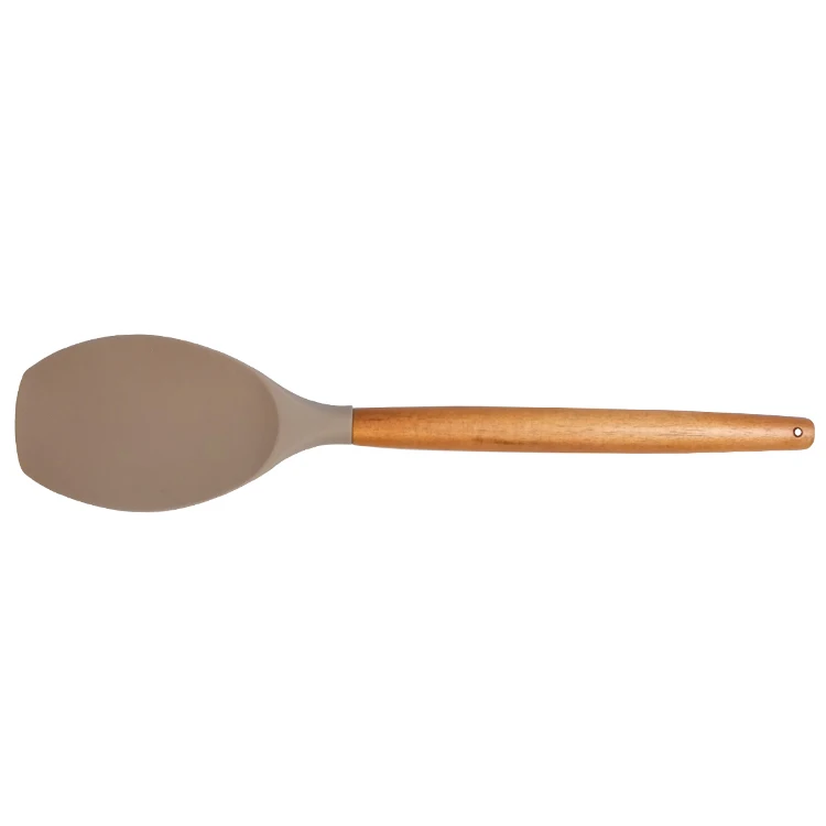 5 Piece Silicone Cooking Utensil Set with Natural Acacia Hard Wood Handle