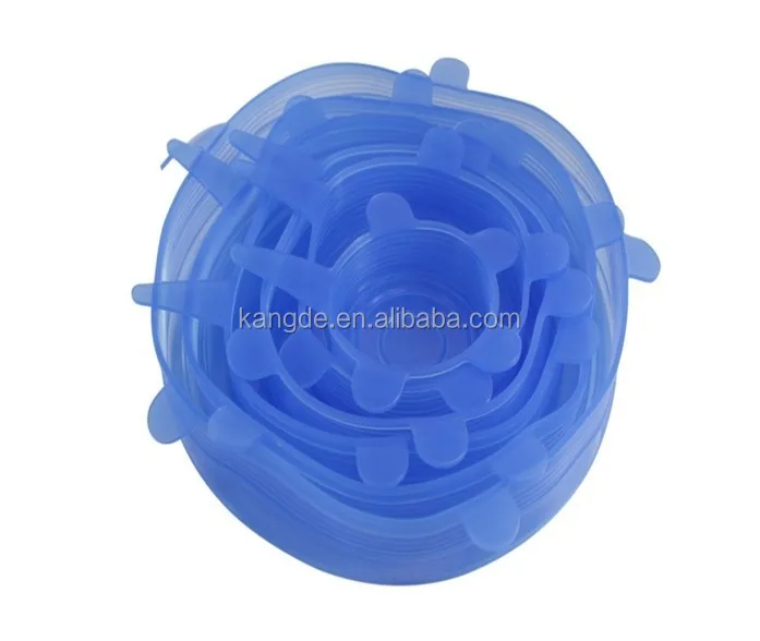 Ultra Stretchy Silicone Super Stretch Lids to keep food fresh. Locks in freshness air tight - Adjusts to shape and size of con