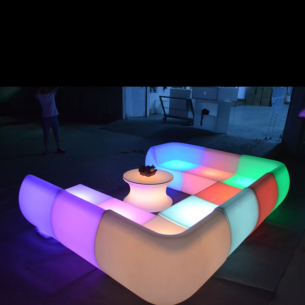 illuminated bar lounge hotel sofa chair fashionable luminous led plastic outdoor furniture with 16 colors changing