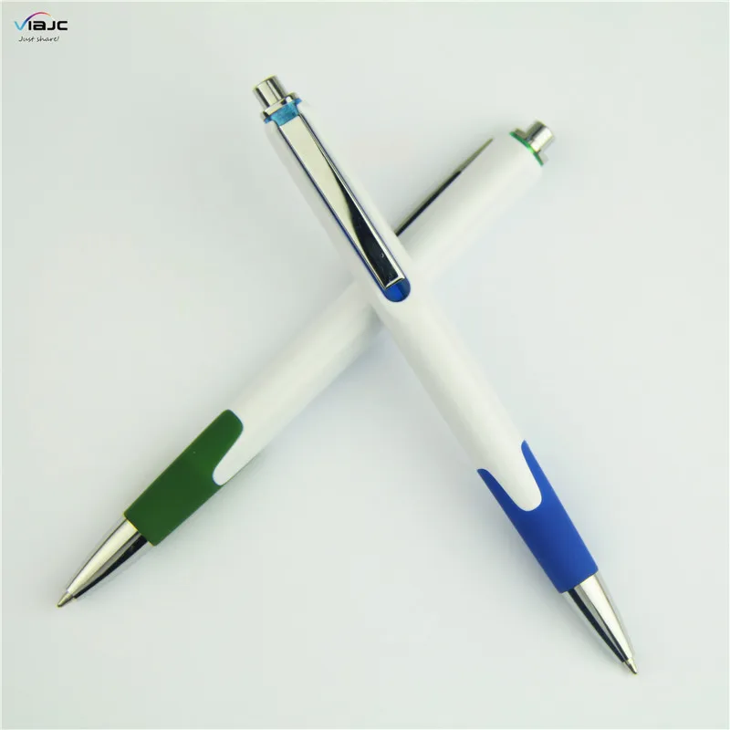 High Grade Triangle Ball Point Pen with Rubber Grip and Metal Clip