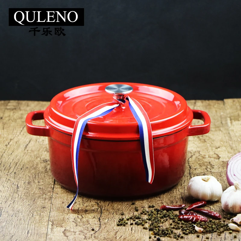 QULENO cast iron round enamel pots cast iron pot