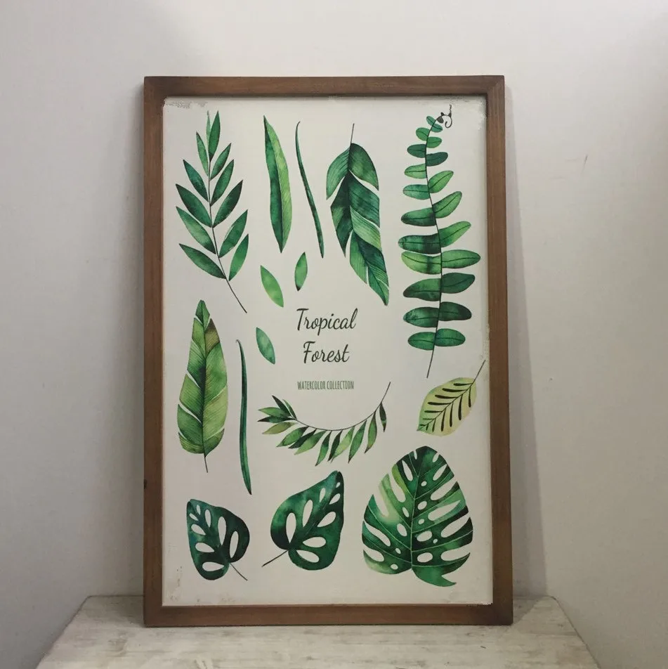 Vintage Herb and Spices Botanical Wood Framed Plaques, Primitive Country Farmhouse Home Decor Sign