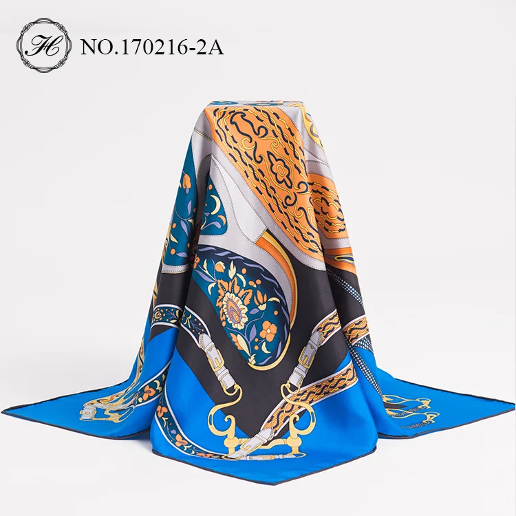 Manufacturer Fashionable Custom Scarf Spanish Scarves Silk Shawls Hand-Rolled Hem