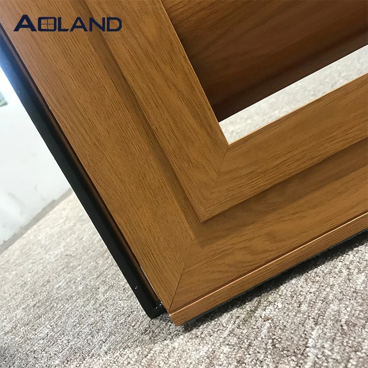Aluminium Wooden Grain Powder Coat Louvre French Doors Design Single Door