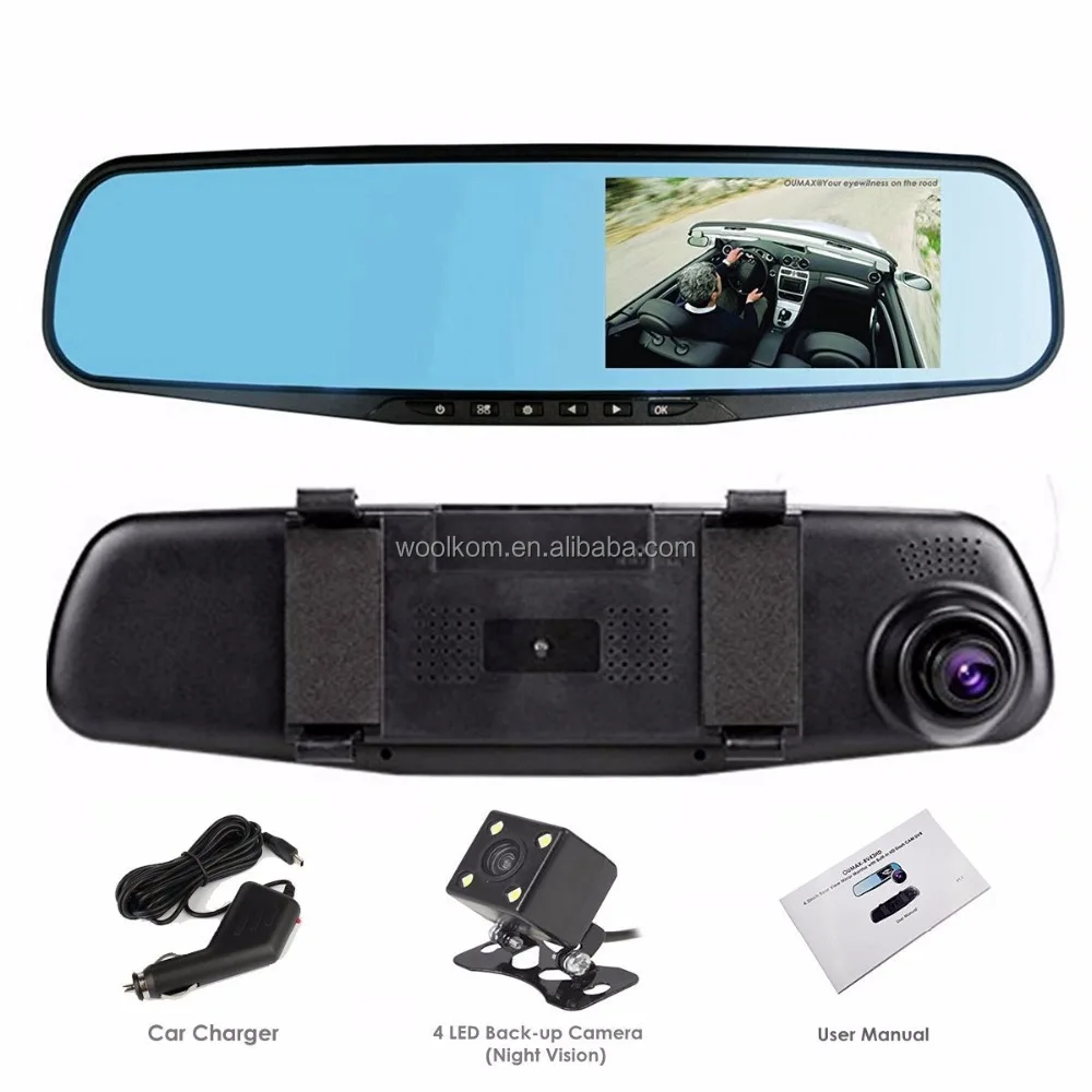 1080P 4.3 Inch LCD 140 Wide Angle Dual Lens Rearview mirror car black box Video Recorder Driving on Dash Camera