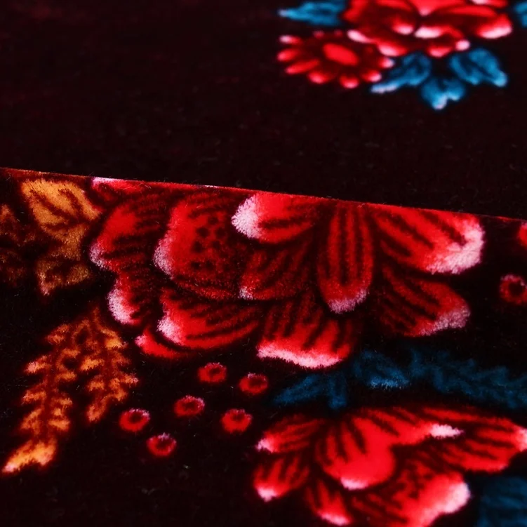 Customized upholstery 100% polyester kain tenun woven floral printed curtain 5000 korea velvet fabric in india