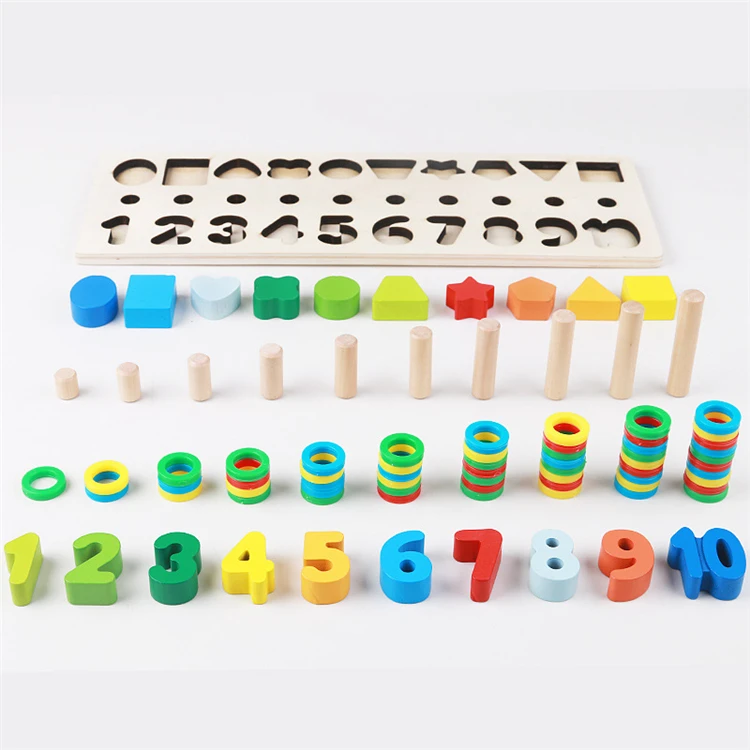 
Wooden Learning Toys for Kids Preschool Counting Colorful Montessori Number Board 