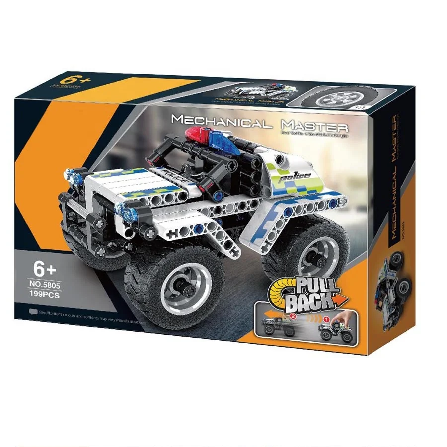 Tech Bricks Pull Back  Car  Police Motorbike building blocks