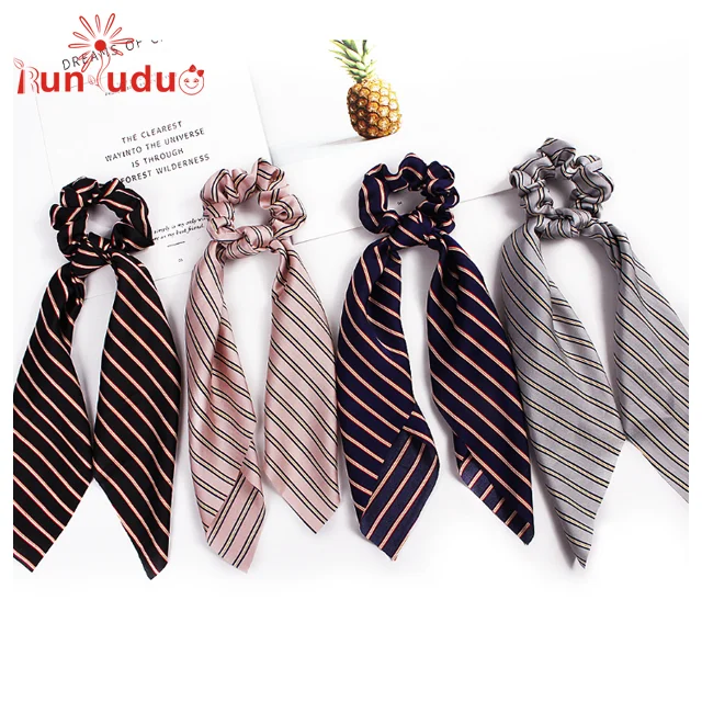 Ribbon hair Scrunchies bow large intestine circle hair circle satin color long ribbon pony tail hair circle 70 colors can be cus
