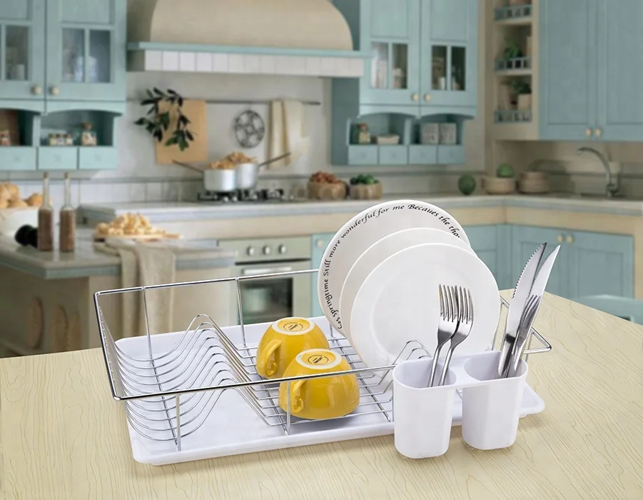 Green Stainless Steel Chrome Iron Kitchen Dish Rack Chrome Wire Dish Rack