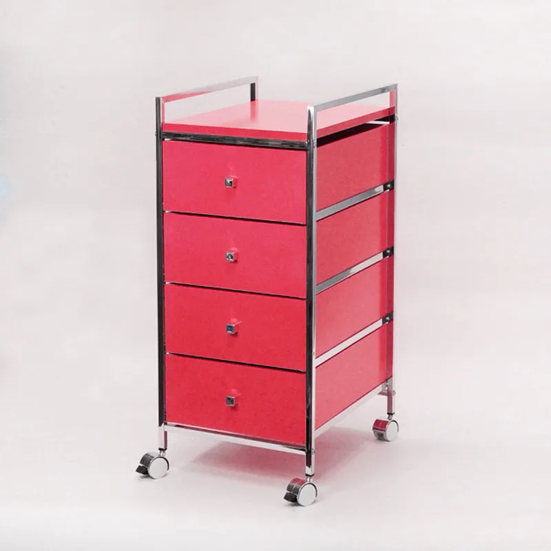 4 Tiers White Drawer Cabinet Trolley On Wheels