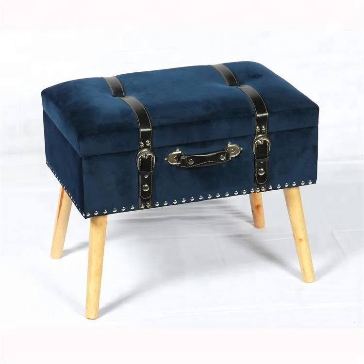 Hot- selling economic furniture blue sapphire ottoman storage stool