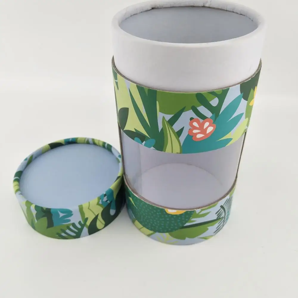 Custom kraft paper tube/cardboard round box with clear window