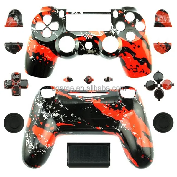 Custom Hydro Dipped Red Splatter Replacement Housing Shell Case for DualShock 4 For PS4 Wireless Controller Cover
