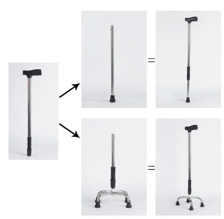 Medical aluminum walking stick four-legged handicapped walking cane