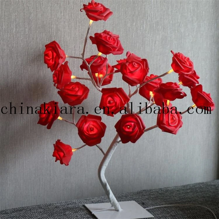 High Quality  Home Party Wedding DecorationWarm White 24L Rose Bonsai Tree
