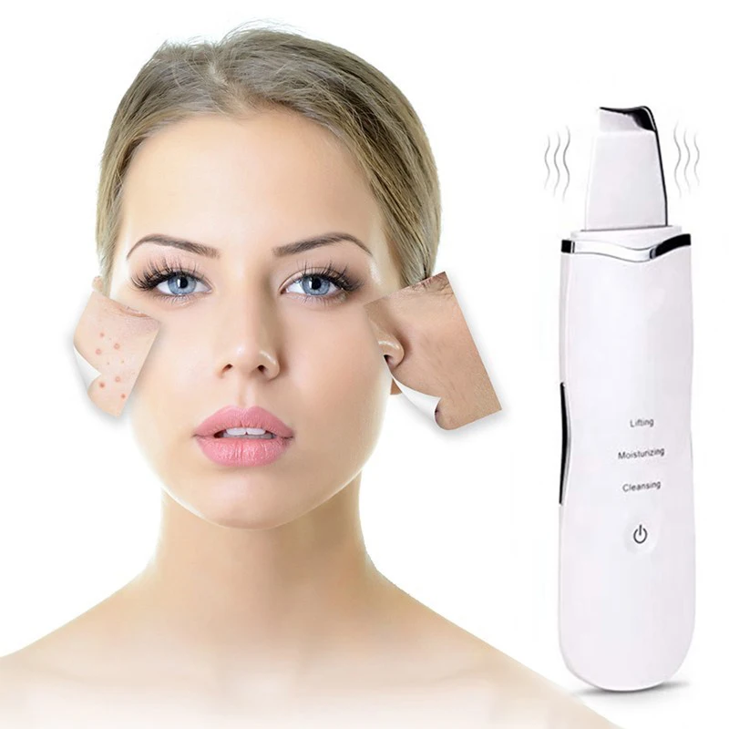 Portable Rechargeable Ultrasonic Skin Spatula Cleaning Home Use Skin Peeling Scrubber
