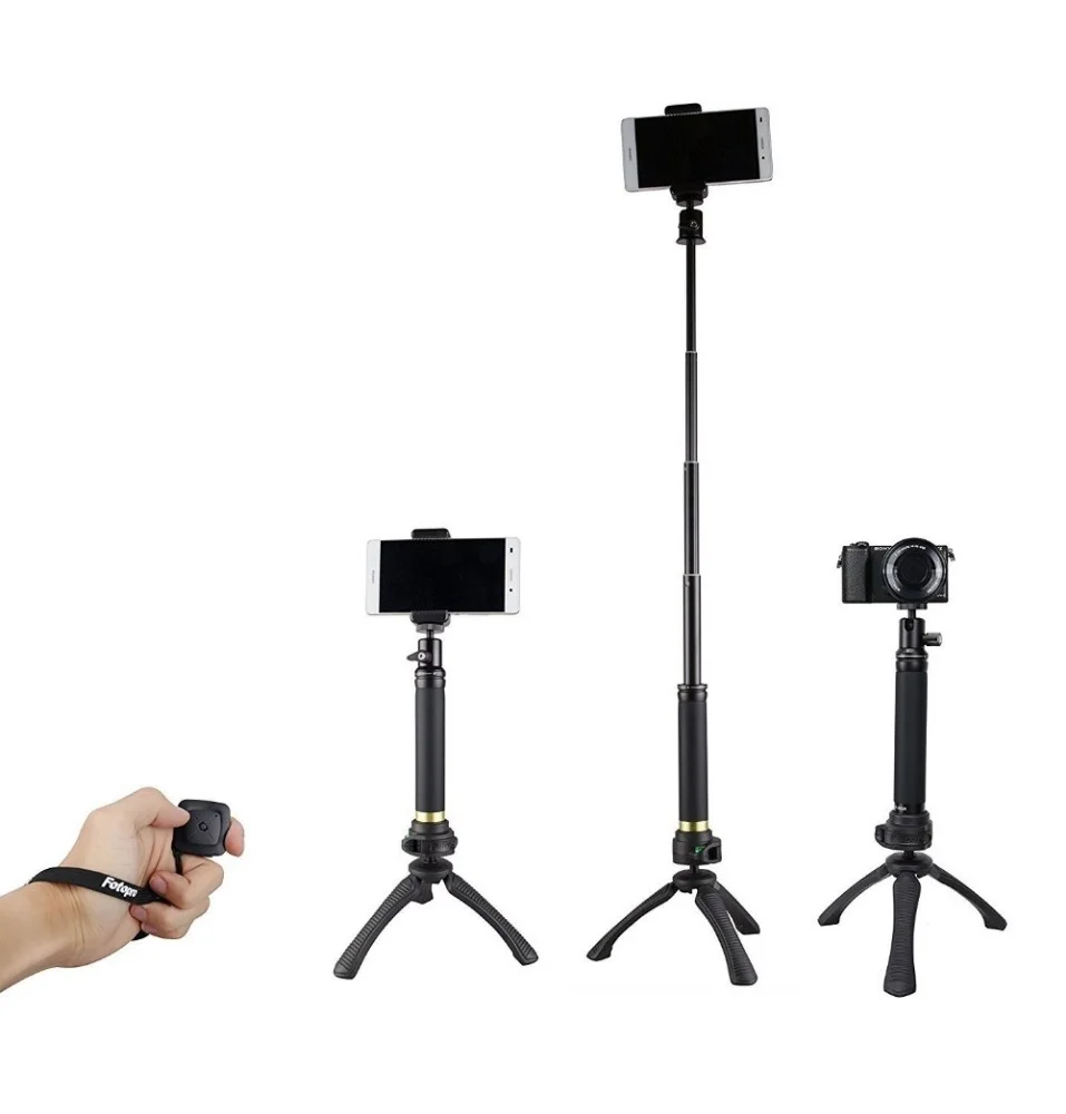 
Fotopro Selfie Stick and Mini Phone Tripod 2-in-1 for Gopro camera and Cell phone table mini tripod 