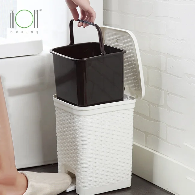 
Plastic small rattan foot pedal 6L kitchen dustbin kitchen waste bin 